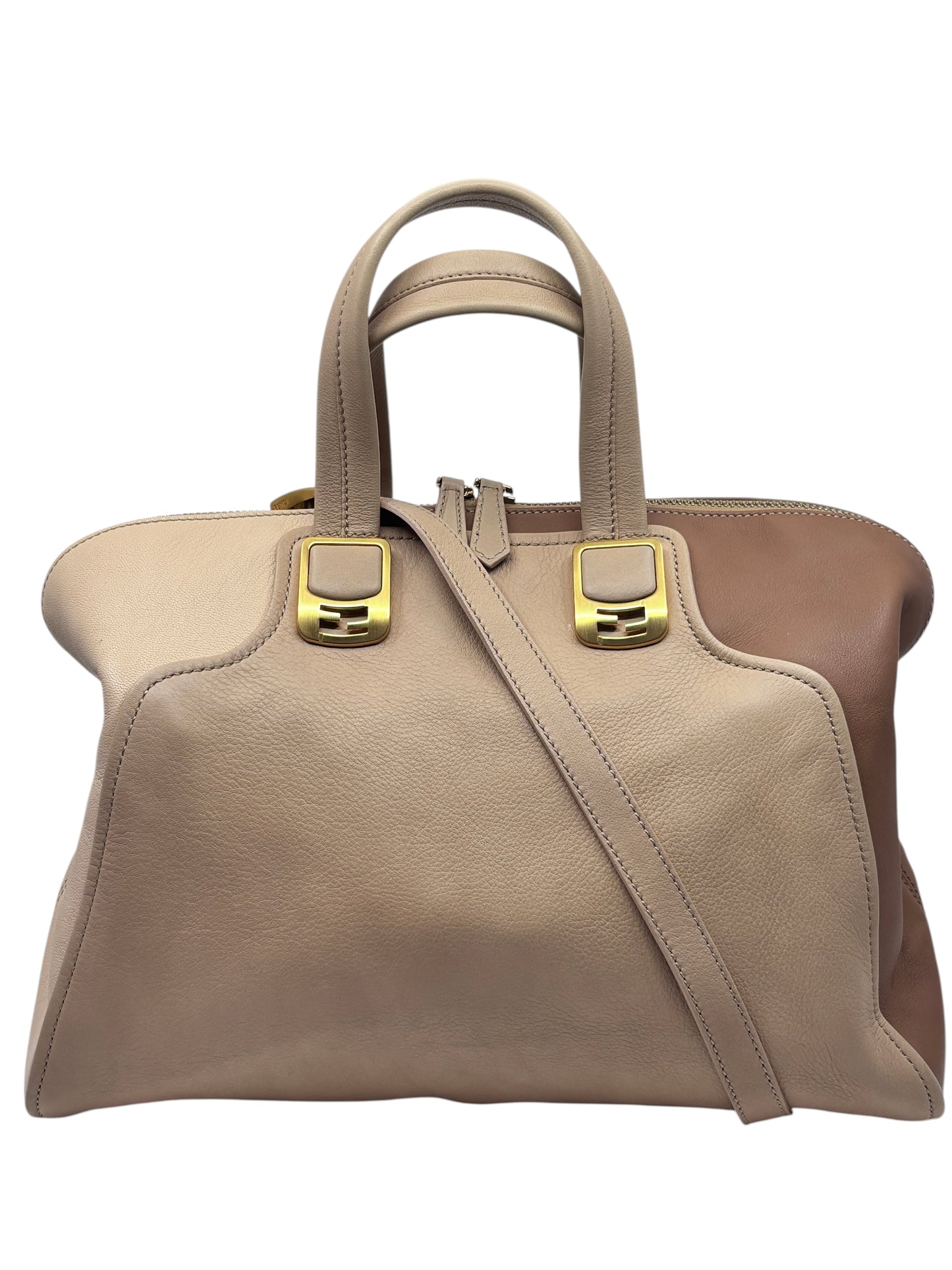 Posh Purse Co preloved Fendi Chameleon satchel in brown and tan leather with gold-tone hardware and structured design.