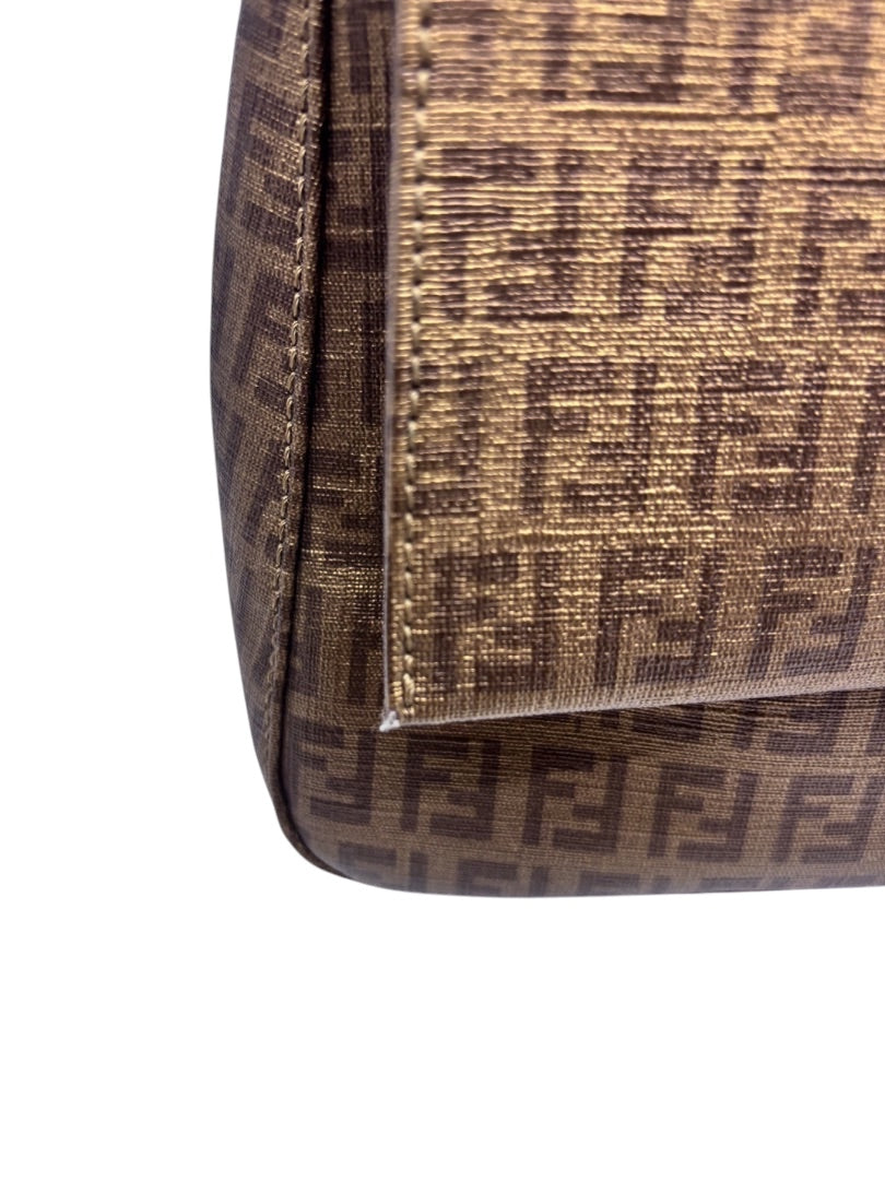 Posh Purse Co vintage Fendi Mama Forever bag featuring the iconic brown FF logo canvas and structured flap design.