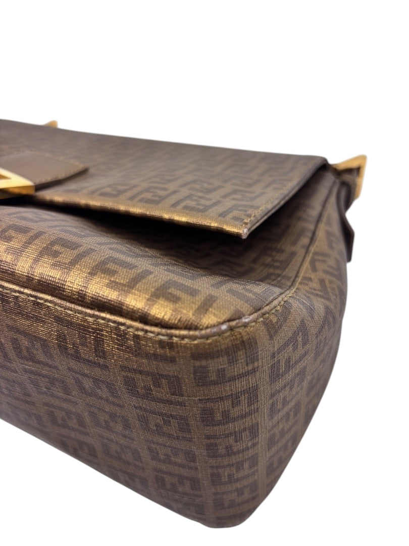 Posh Purse Co vintage Fendi Mama Forever shoulder bag in brown FF logo canvas with gold-tone hardware