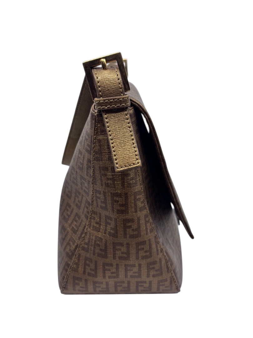 Posh Purse Co vintage Fendi Mama Forever shoulder bag in brown monogram canvas with signature FF logo hardware
