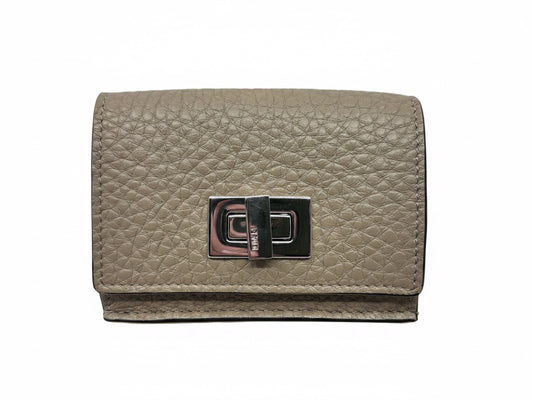 Posh Purse Co Fendi Cuoio Romano taupe grained leather wallet with a silver-tone metal turn-lock closure.