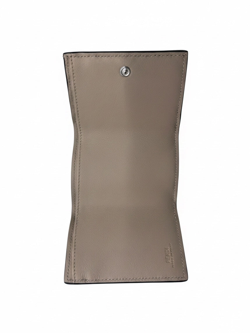 Posh Purse Co Fendi Cuoio Romano wallet in taupe grained leather with a secure metal snap closure