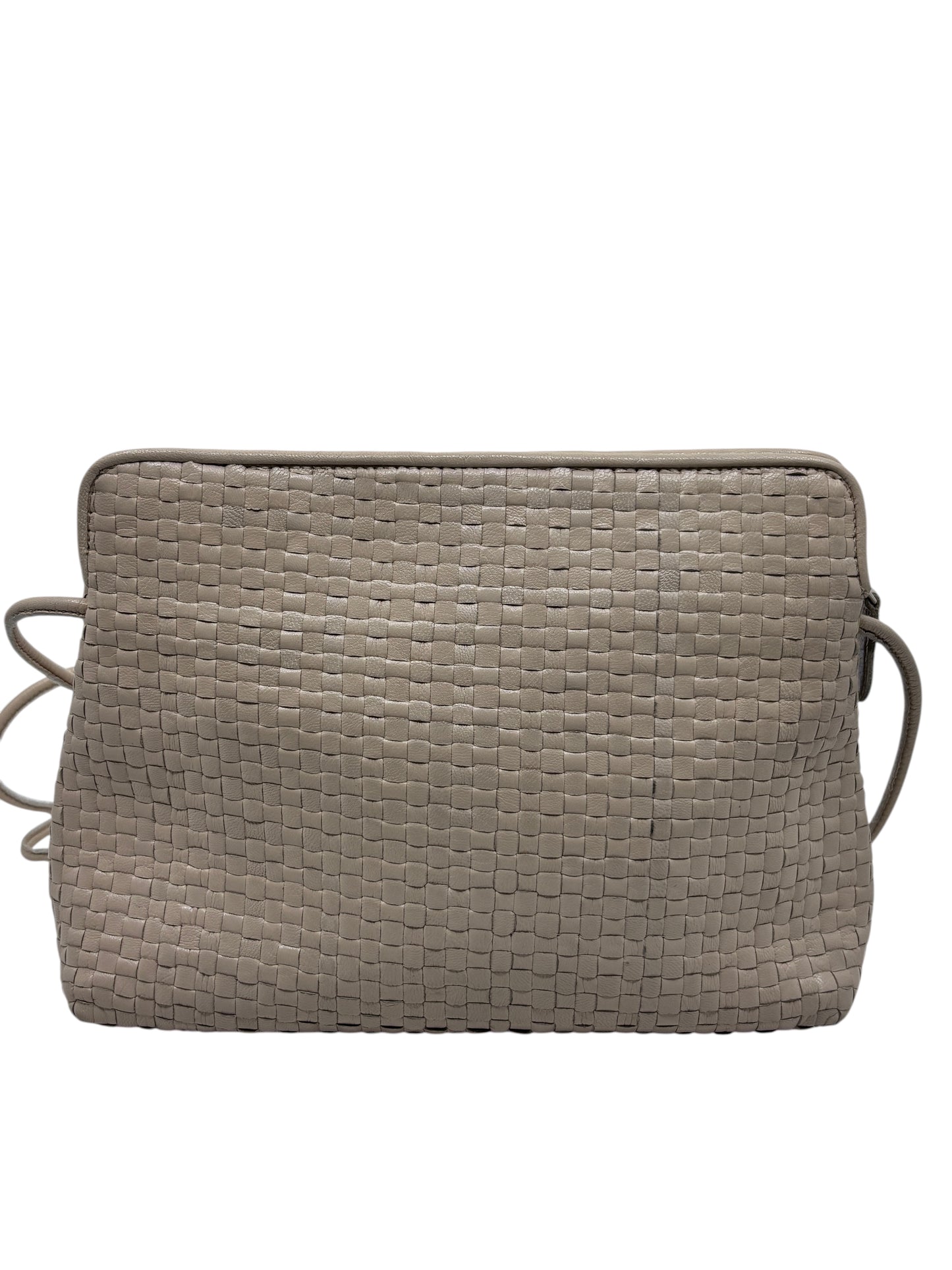 Posh Purse Co vintage Fendi crossbody bag in neutral woven straw with a compact rectangular silhouette.