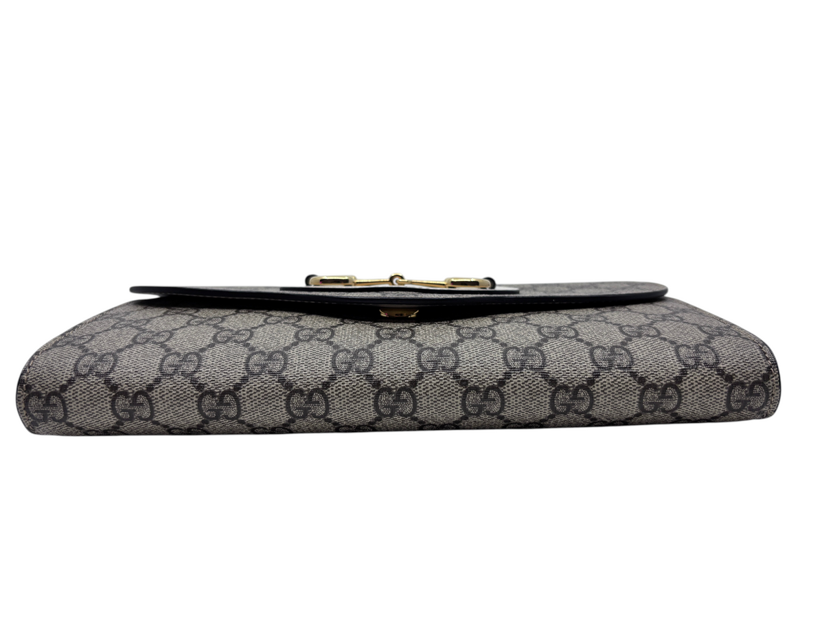 Posh Purse Co. Gucci Horsebit 1955 shoulder bag in GG Supreme monogram canvas with gold-tone hardware