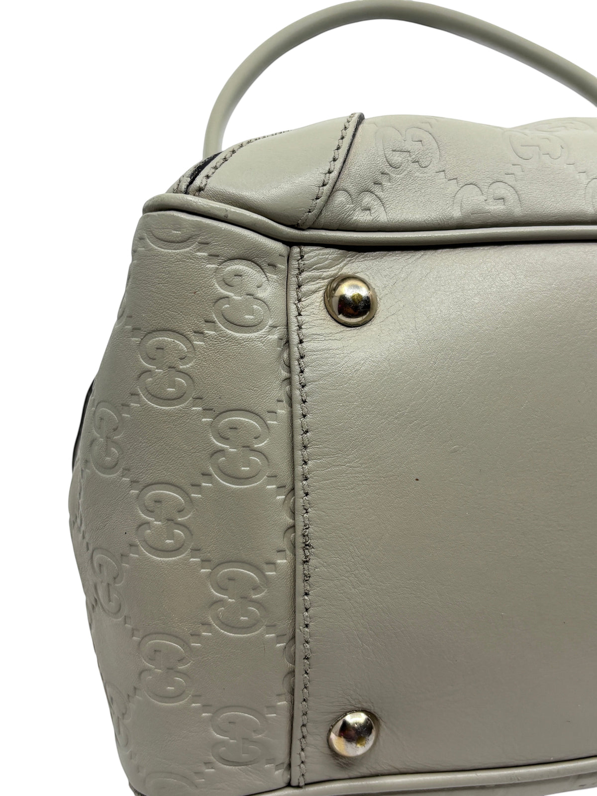Posh Purse Co preloved grey Gucci Horsebit Wave bag featuring embossed GG monogram leather and silver hardware details