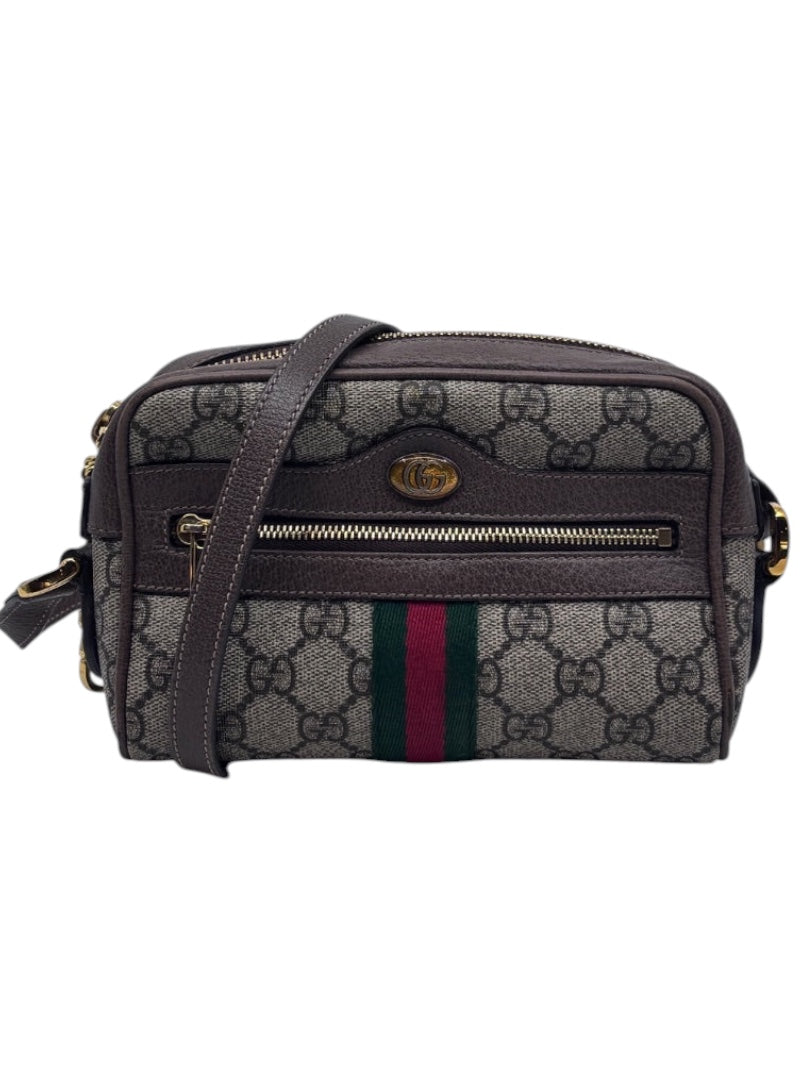 Posh Purse Co preloved Gucci GG Ophidia shoulder bag in iconic monogram canvas with signature web stripe and gold logo