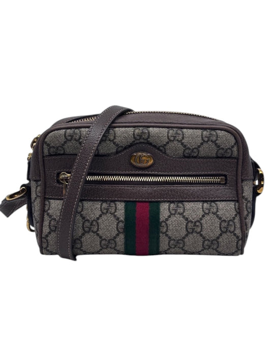 Posh Purse Co preloved Gucci GG Ophidia shoulder bag in iconic monogram canvas with signature web stripe and gold logo