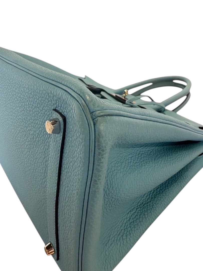 Posh Purse Co Hermès Birkin 35 in Bleu du Nord Togo leather with silver-toned palladium hardware corner view