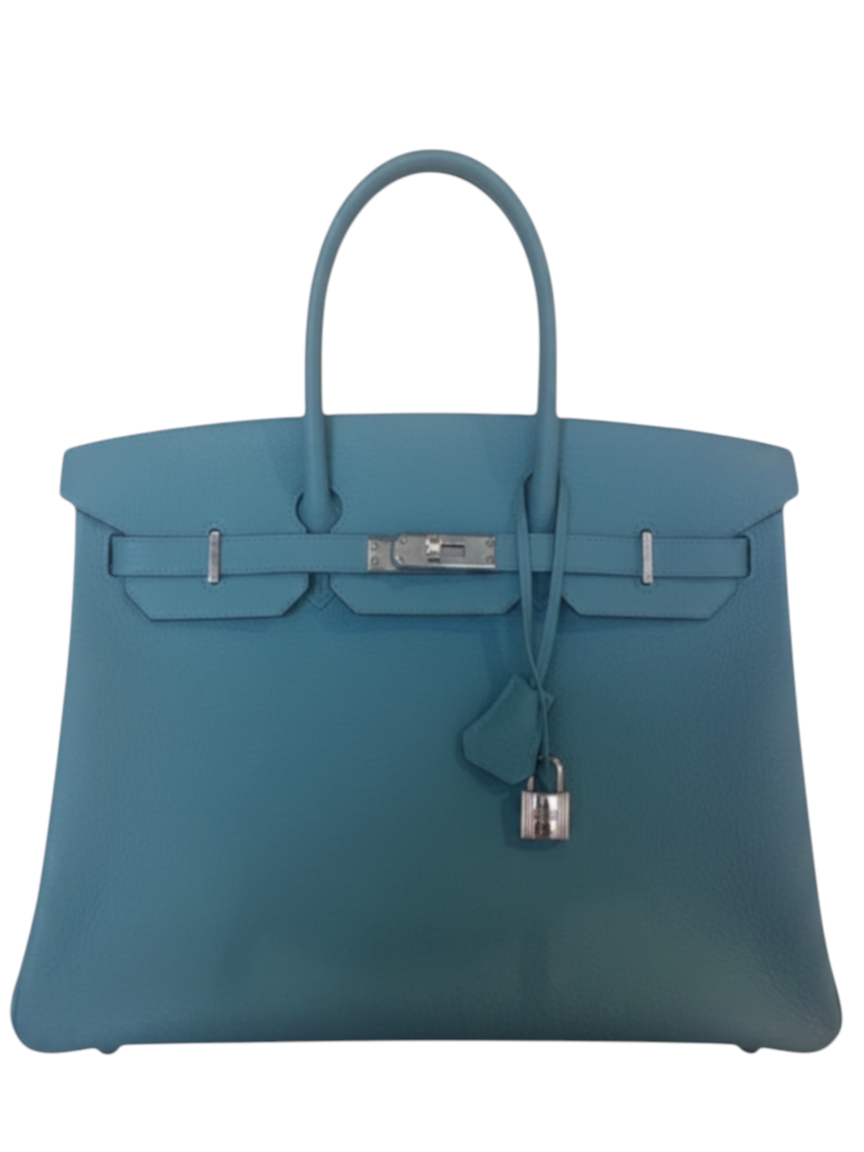 Posh Purse Co Hermès Birkin 35 in Bleu du Nord Togo leather with polished silver-tone palladium hardware