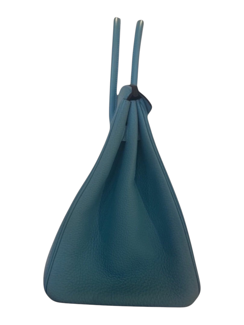 Posh Purse Co Hermès Birkin 35 handbag in Bleu du Nord Togo leather with a side profile view
