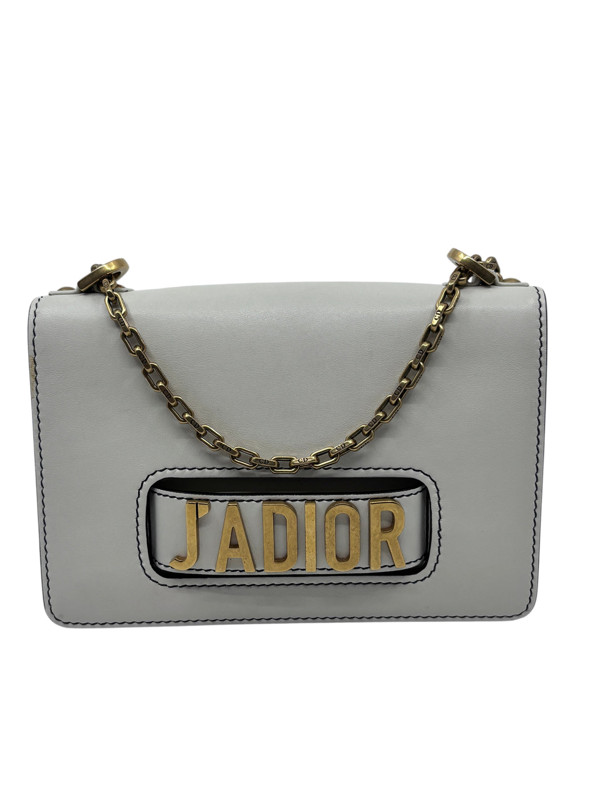 Posh Purse Co ivory Dior J'adior chain flap bag with gold-tone hardware and signature logo lettering