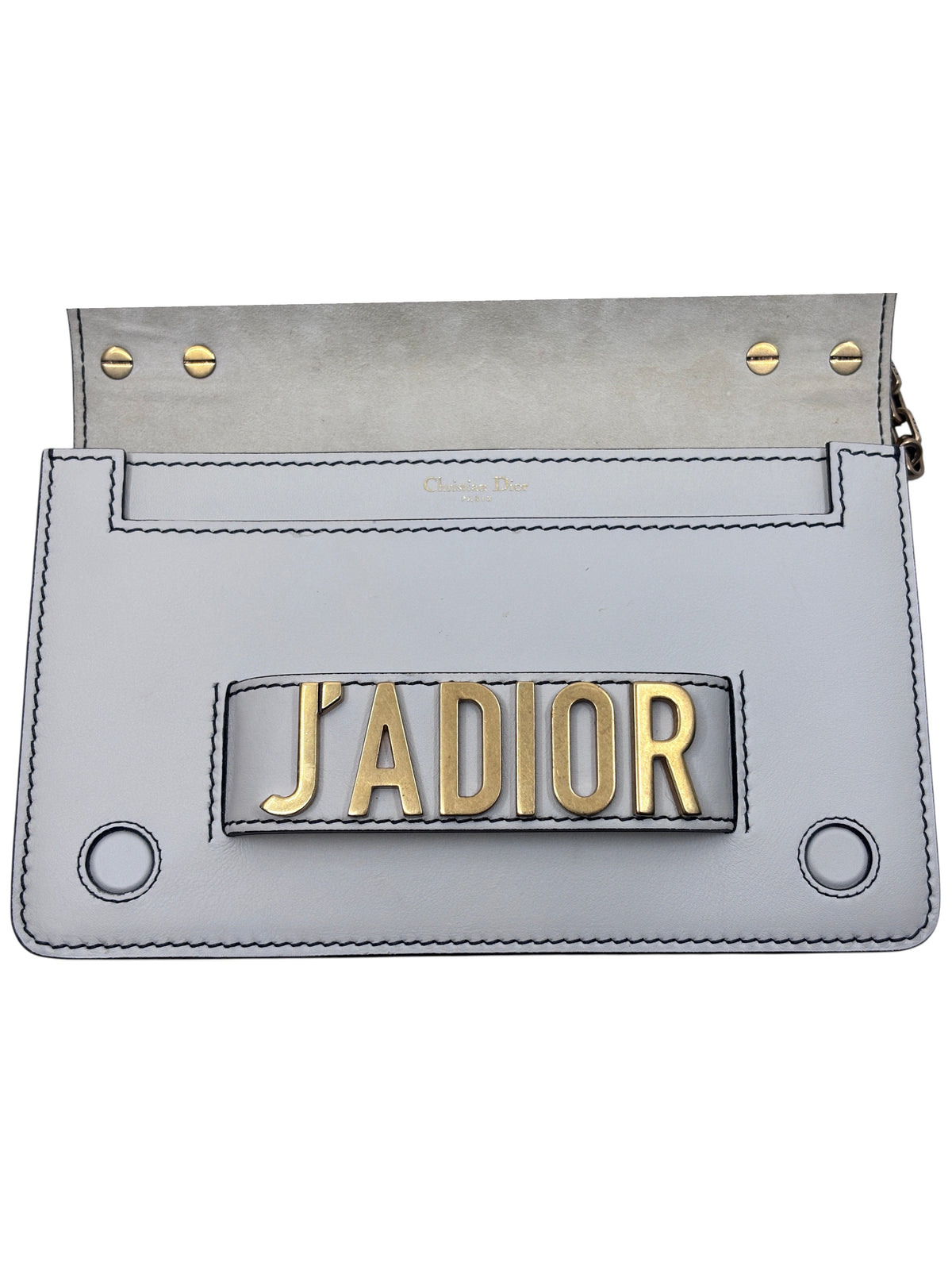Posh Purse Co ivory Dior J'adior chain flap bag featuring gold-tone signature hardware and structured leather design.