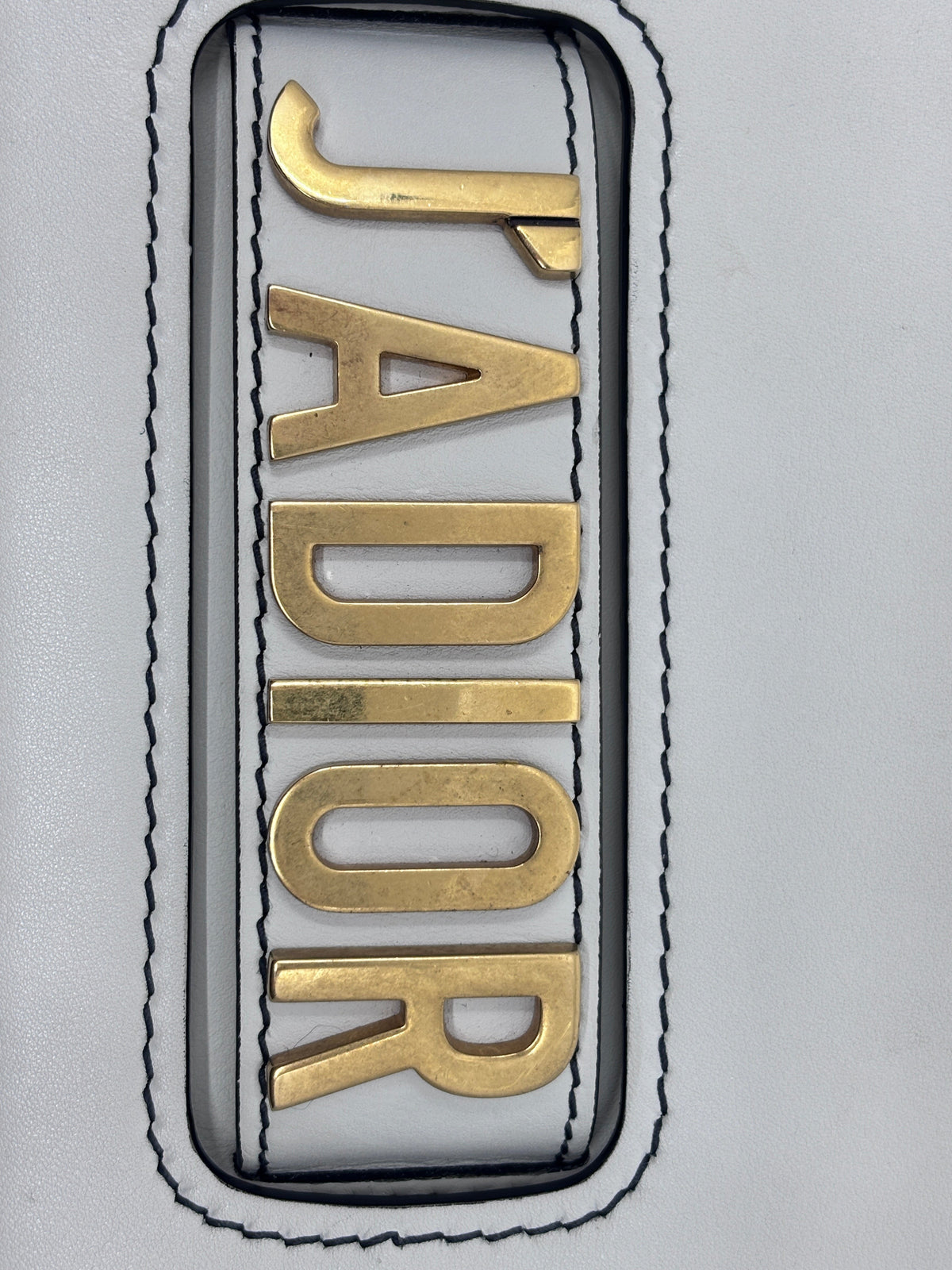 Posh Purse Co ivory Dior J'adior chain flap bag featuring gold-tone signature hardware on white leather