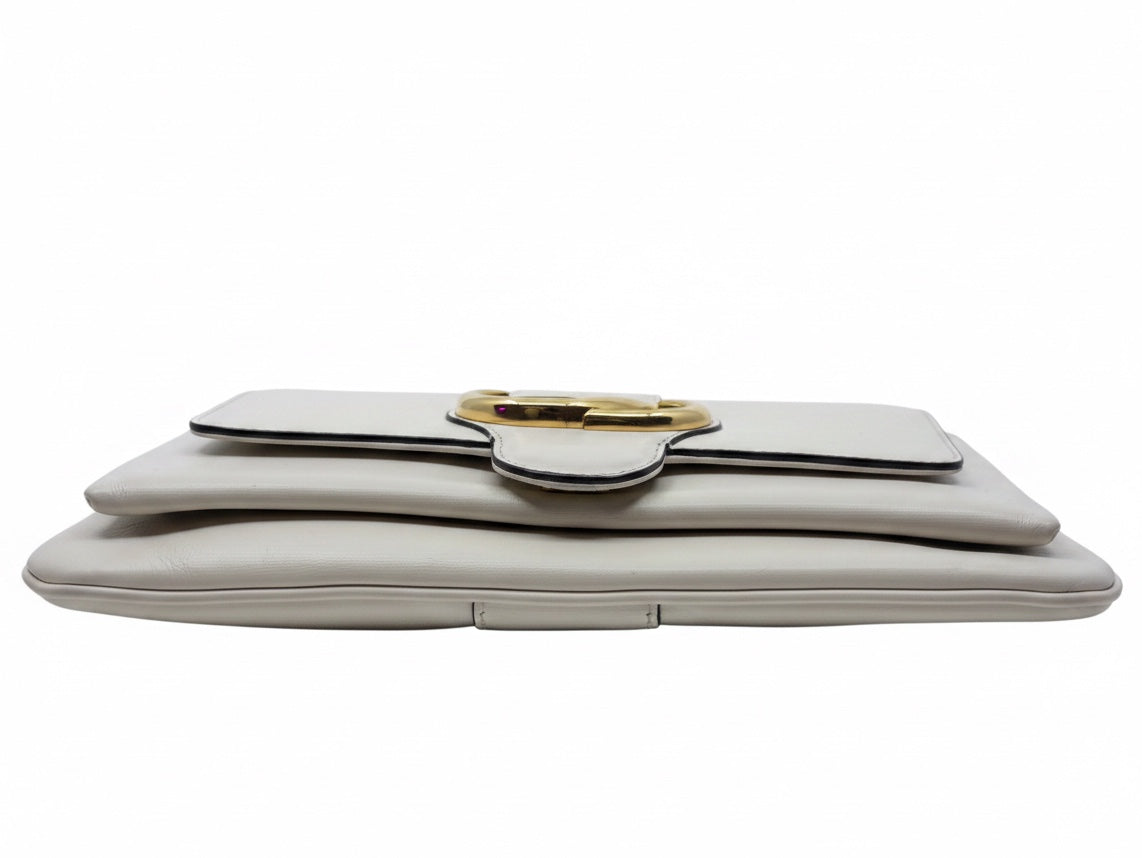 Posh Purse Co ivory Gucci Arli bag featuring gold Double G hardware in a sleek, structured profile.