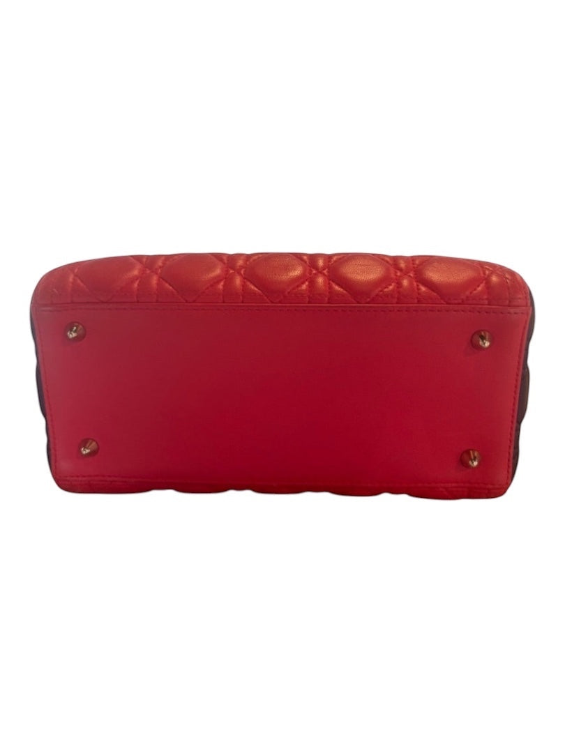Posh Purse Co Lady Dior multicolor cannage leather handbag with gold-tone hardware and protective feet.