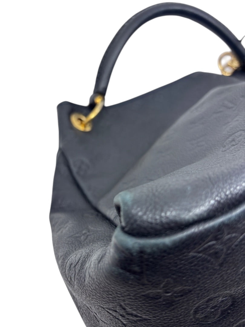 Posh Purse Co Louis Vuitton Artsy MM hobo bag in Marine navy blue embossed Monogram Empreinte leather with gold hardware