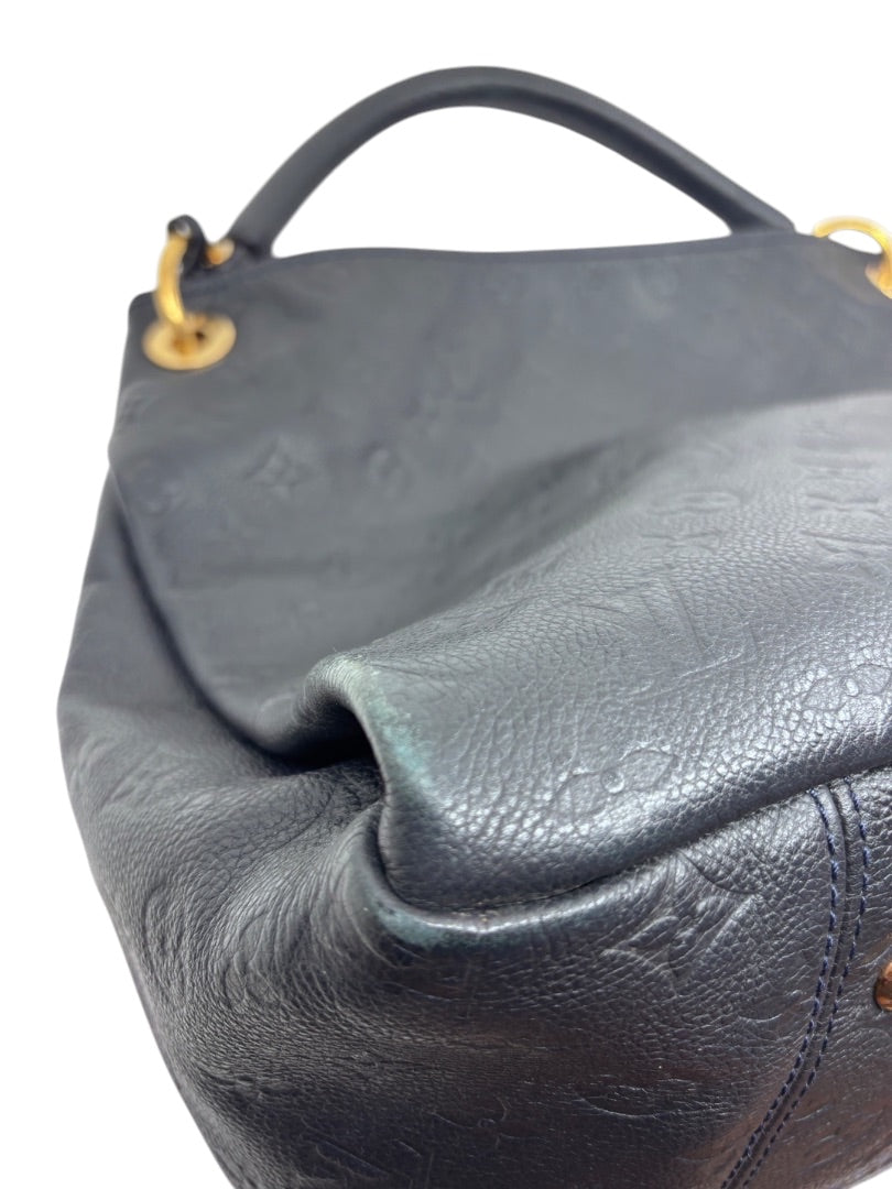 Posh Purse Co Louis Vuitton Artsy MM in marine navy blue embossed Monogram Empreinte leather with gold hardware