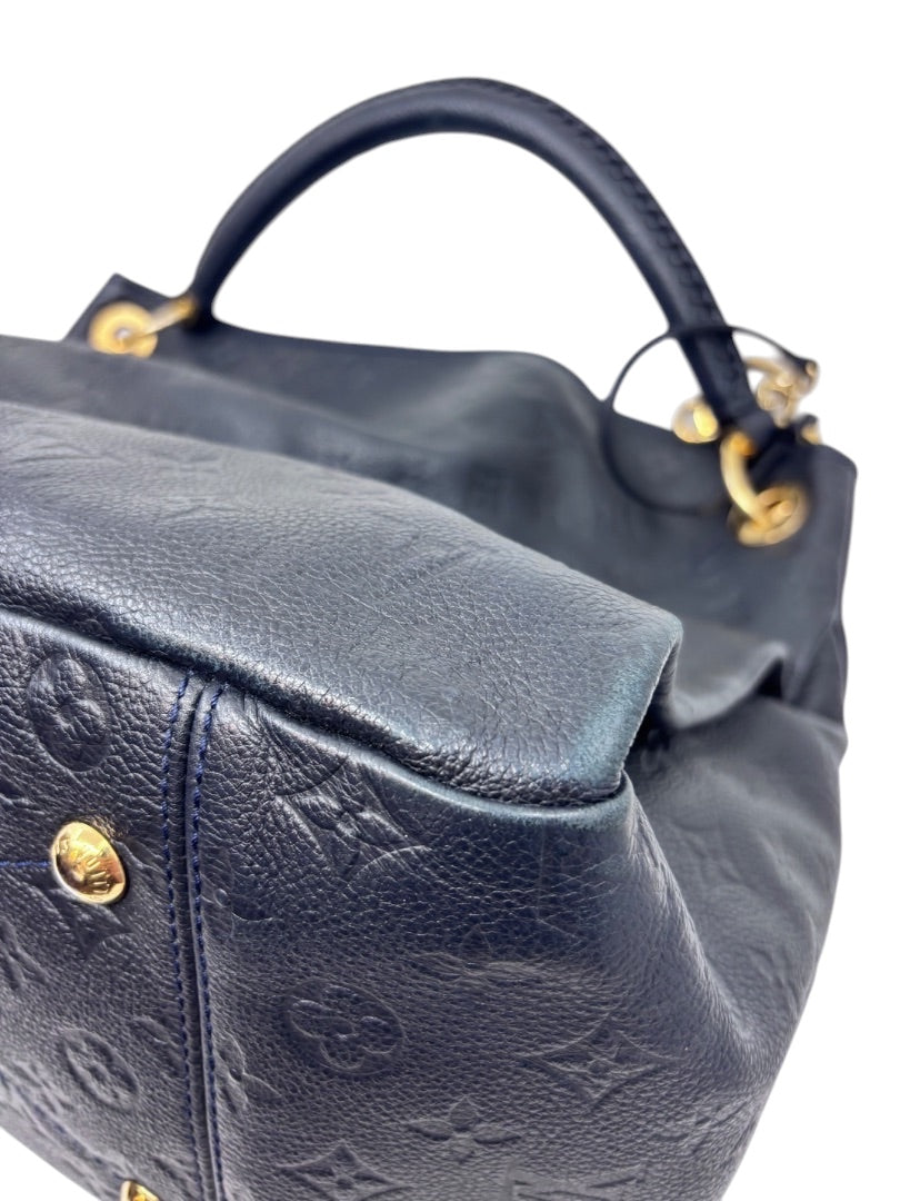 Posh Purse Co Louis Vuitton Artsy MM in marine navy blue embossed Monogram Empreinte leather with gold hardware
