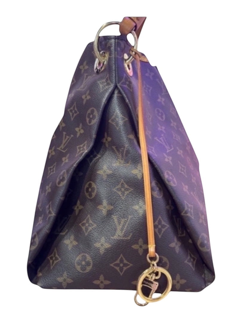Posh Purse Co Louis Vuitton Artsy MM monogram canvas hobo bag with braided leather handle and gold-tone hardware.