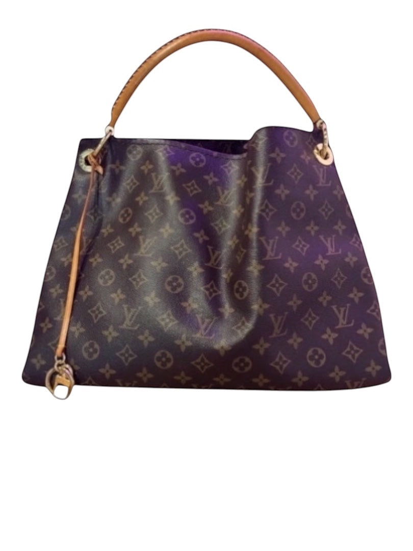 Posh Purse Co Louis Vuitton Artsy MM monogram canvas hobo bag with braided leather handle and gold-tone hardware.