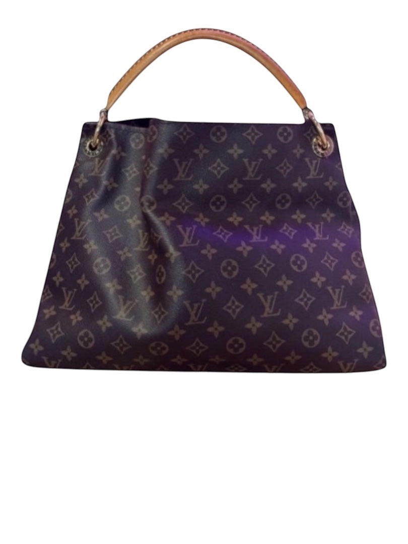 Posh Purse Co Louis Vuitton Artsy MM monogram canvas hobo bag with braided leather handle and gold-tone hardware.