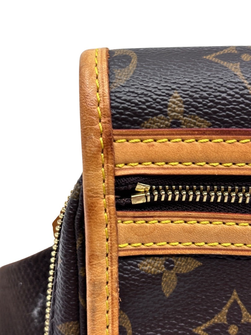 Posh Purse Co Louis Vuitton Bosphore belt bag featuring iconic brown monogram canvas and natural vachetta leather trim