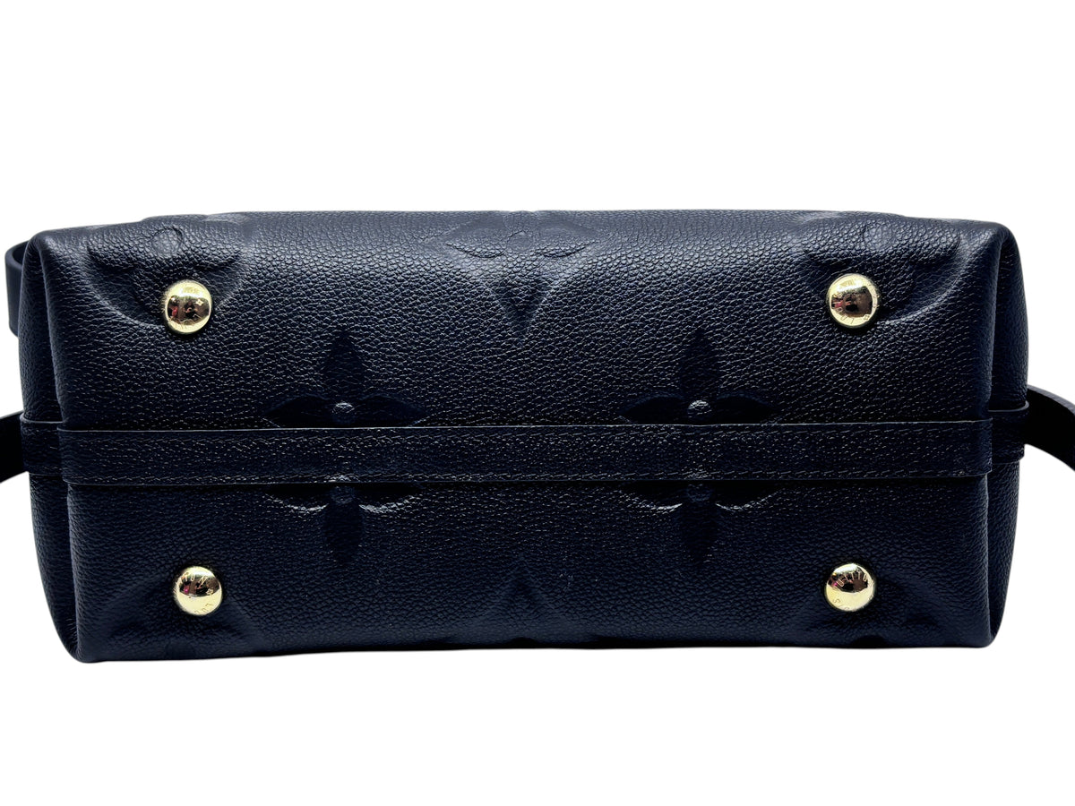 Posh Purse Co Louis Vuitton CarryAll PM black leather handbag base with gold protective feet