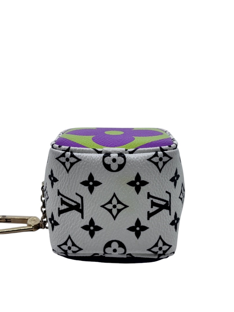Posh Purse Co Louis Vuitton 2019 Monogram Giant cube coin purse in white canvas with purple and green accents