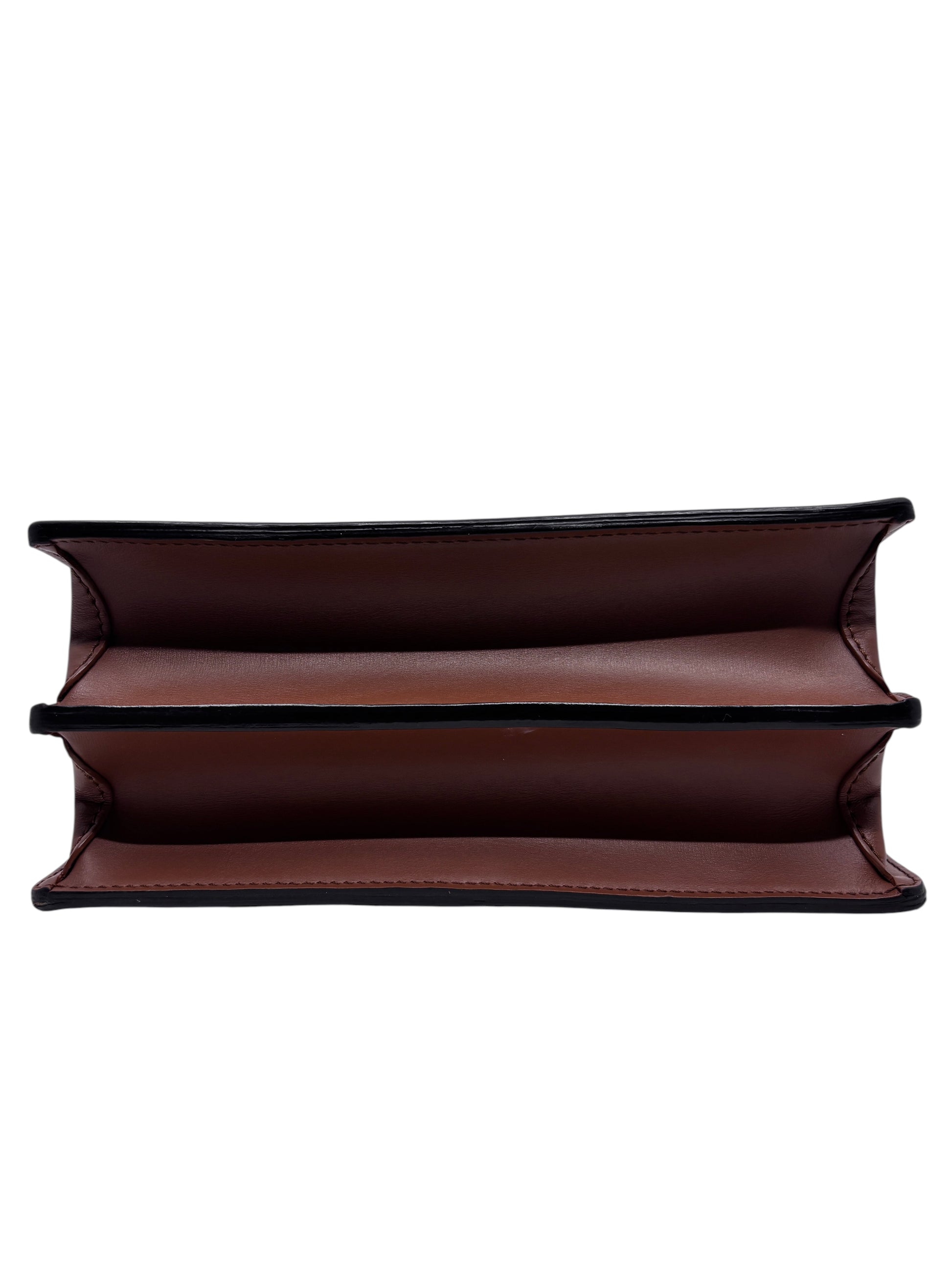 Posh Purse Co. Louis Vuitton Dauphine MM handbag showing the brown leather gusseted side profile