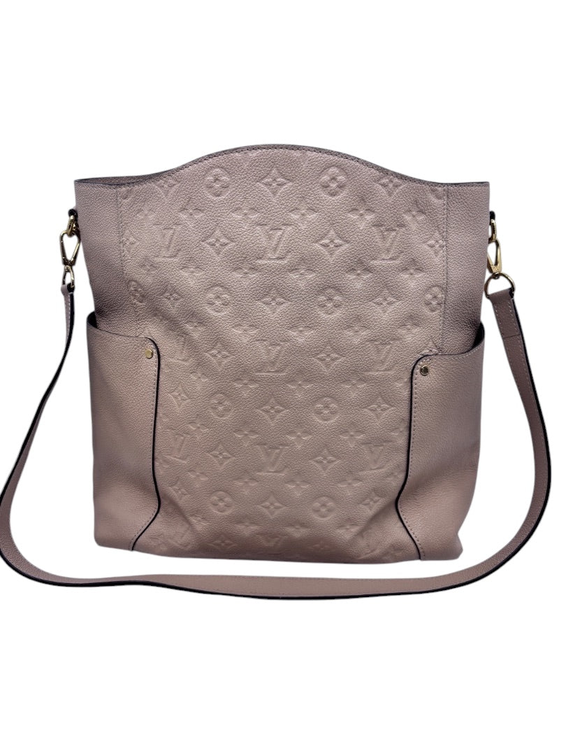 Posh Purse Co tan Louis Vuitton Empreinte Bagatelle hobo bag with embossed monogram leather and gold-tone hardware