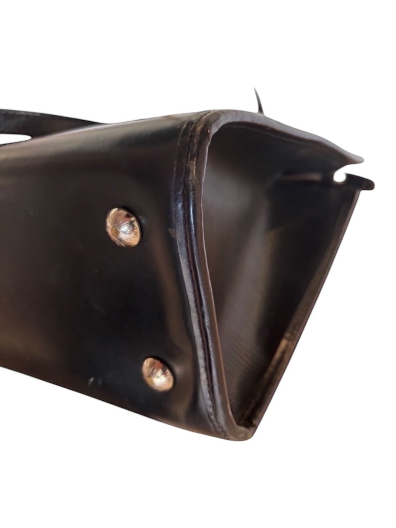 Posh Purse Co. Louis Vuitton Epi Madeleine black leather handbag with silver hardware and structured silhouette.