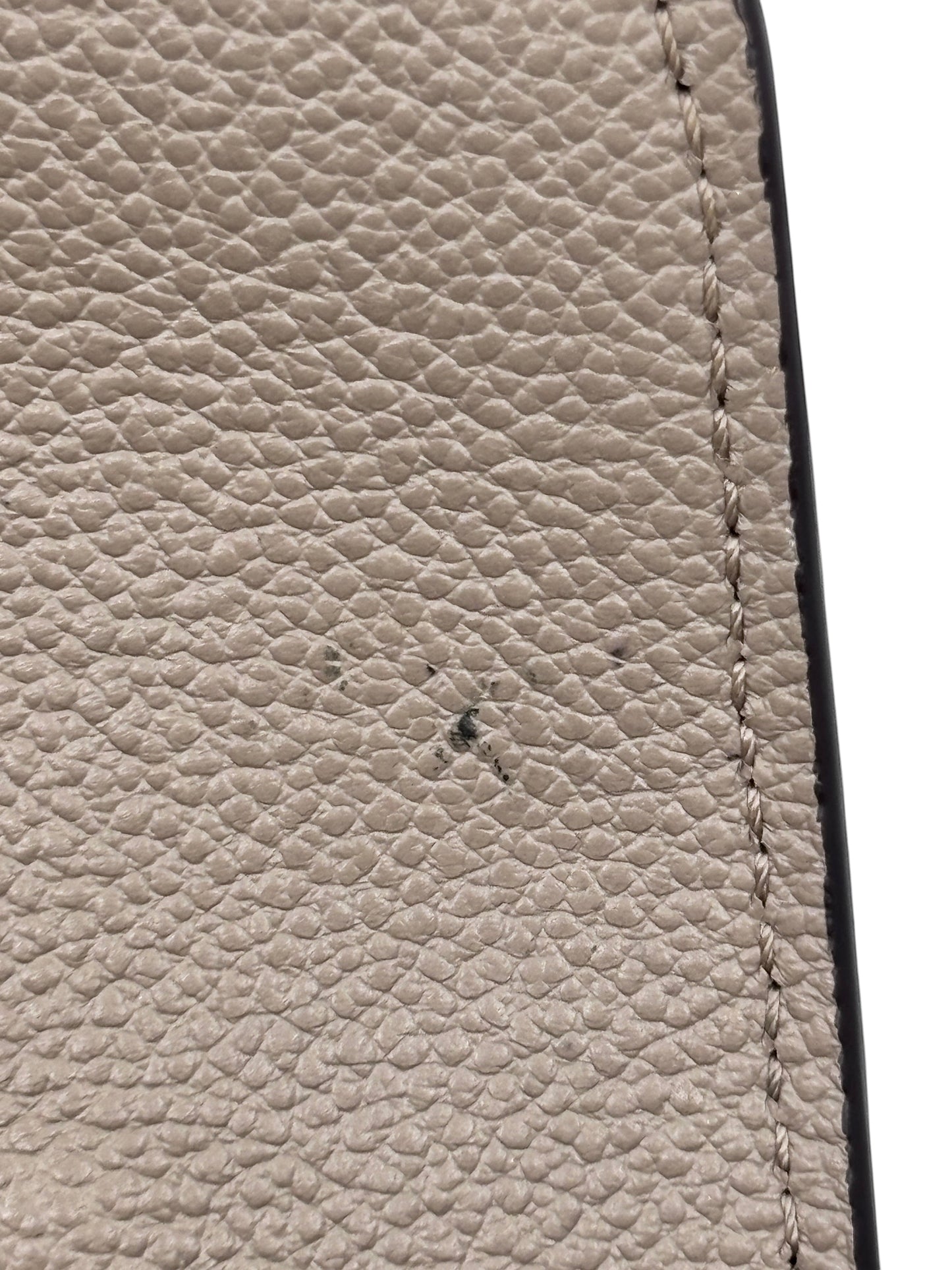 Posh Purse Co preloved Louis Vuitton Pochette Metis in turtledove beige embossed leather showing surface wear