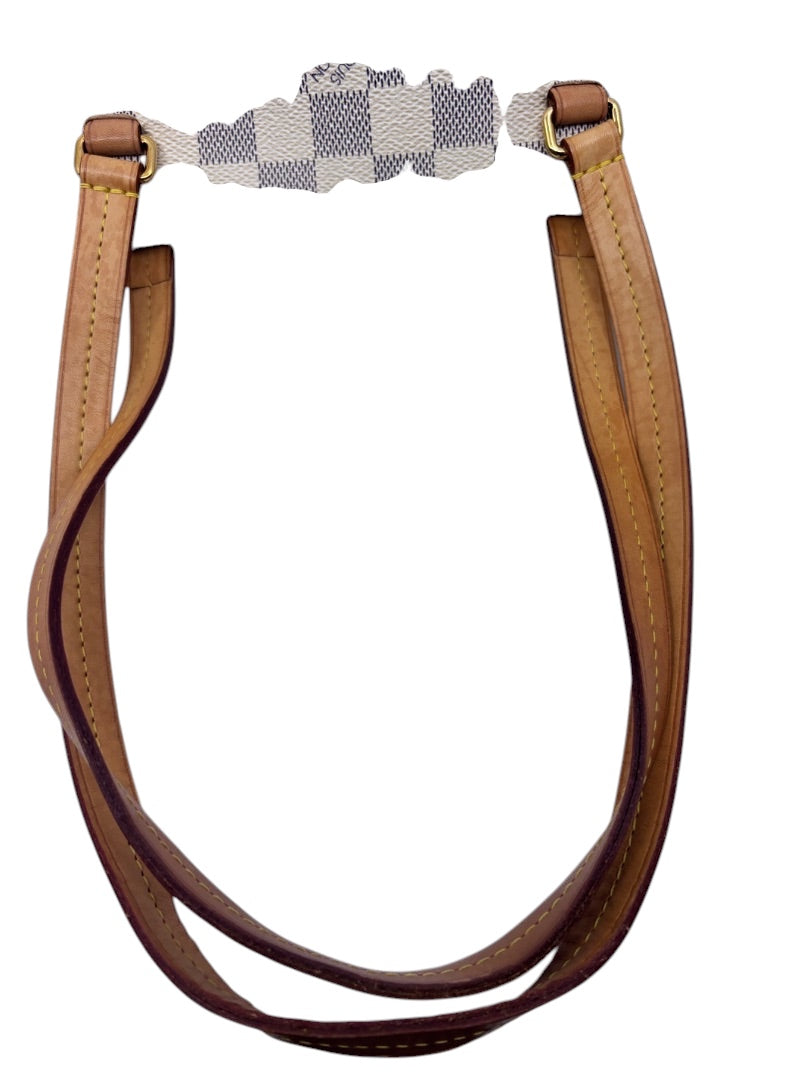 Posh Purse Co Louis Vuitton Lena tote in blue and white Damier Azur canvas with natural Vachetta leather straps