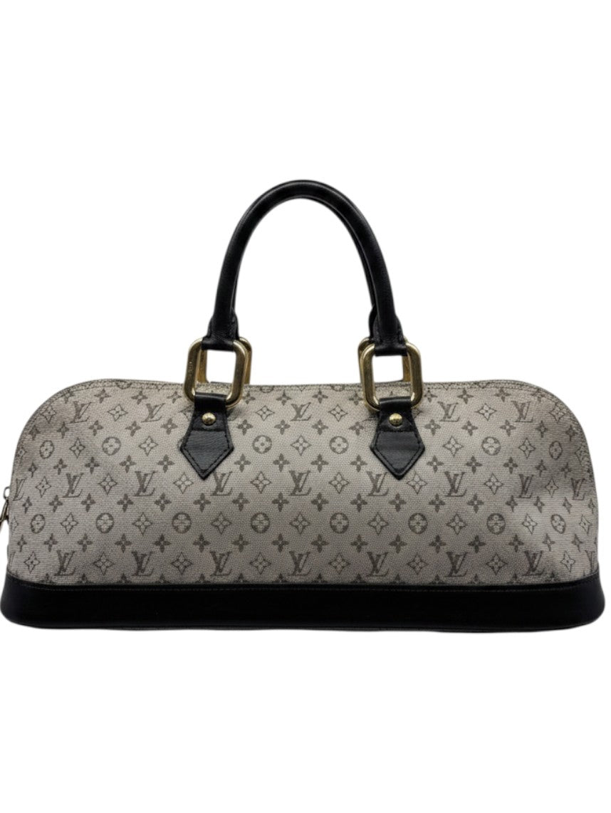 Posh Purse Co preloved Louis Vuitton Long Mini Lin handbag in grey monogram canvas with black leather trim