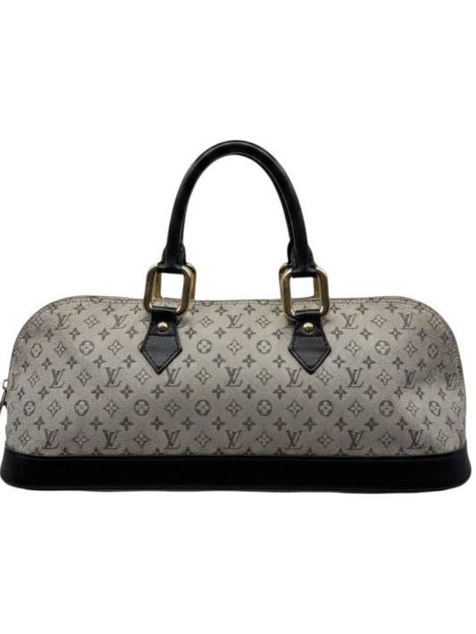Posh Purse Co preloved Louis Vuitton Long Mini Lin handbag in grey monogram canvas with black leather trim