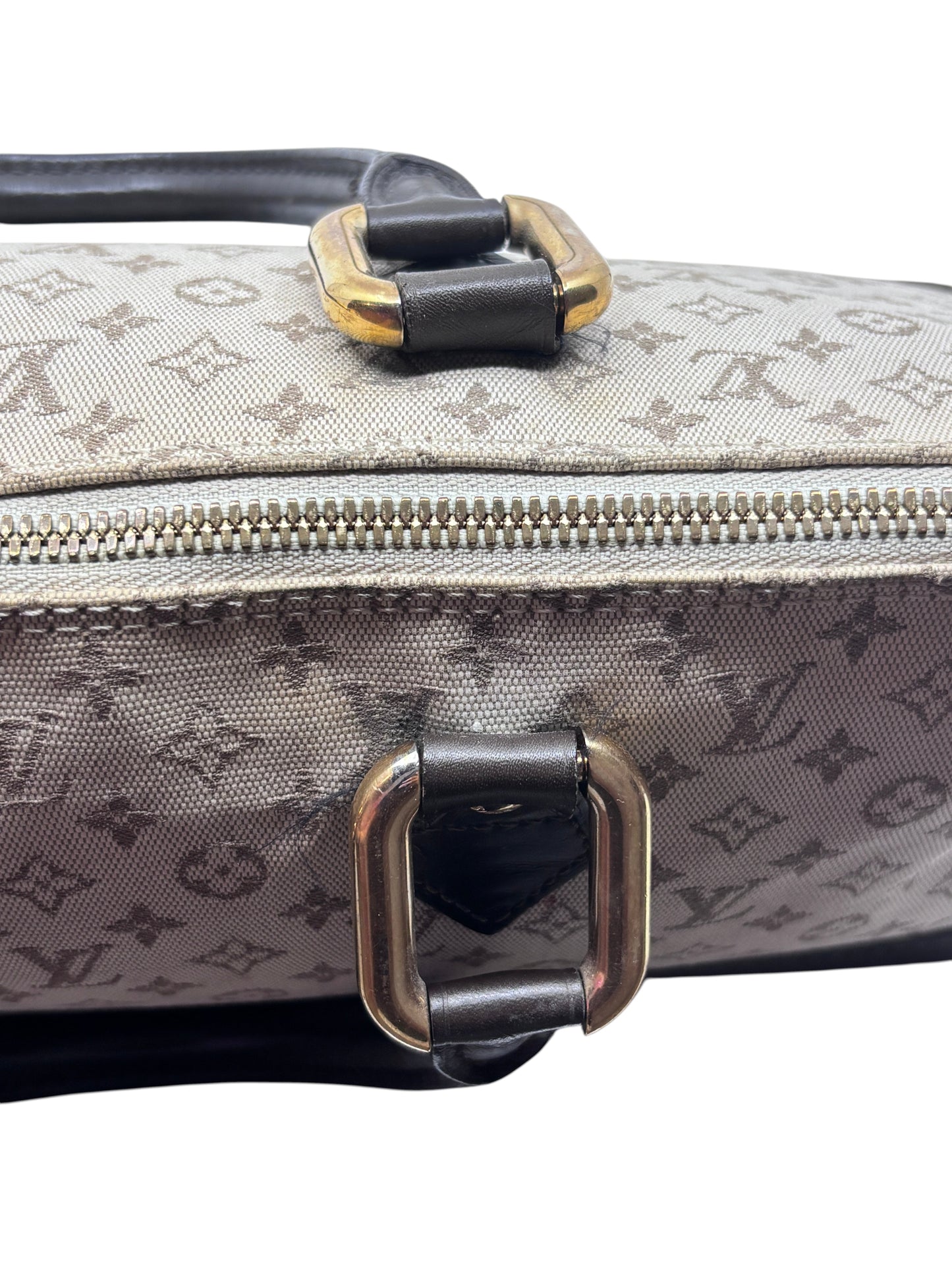 Posh Purse Co preowned Louis Vuitton Long Mini Lin bag featuring monogram canvas with dark leather trim and gold hardware