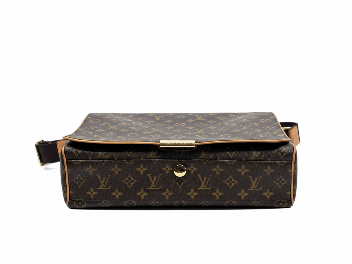 Posh Purse Co preloved Louis Vuitton Monogram Abbesses messenger bag in brown coated canvas with leather trim.