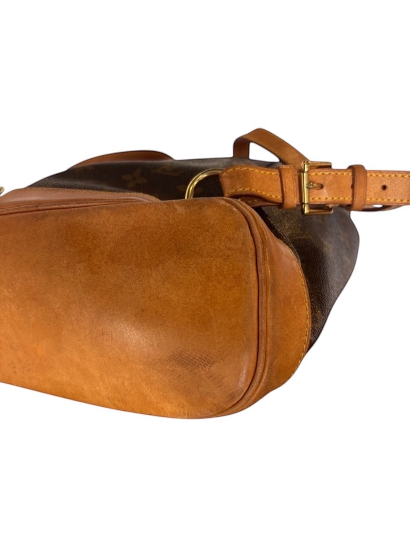 Posh Purse Co. Louis Vuitton Monogram Montsouris backpack with vachetta leather trim and gold-tone hardware.