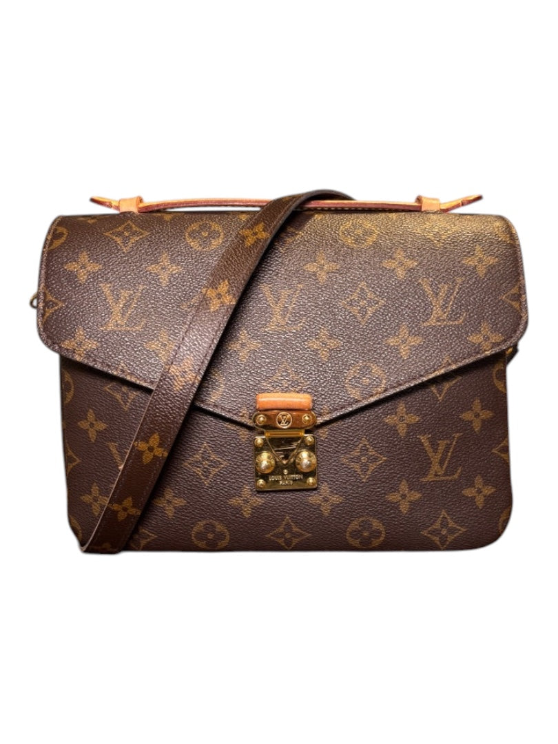 Posh Purse Co Louis Vuitton Monogram Pochette Metis crossbody bag with gold-tone hardware and S-lock closure.