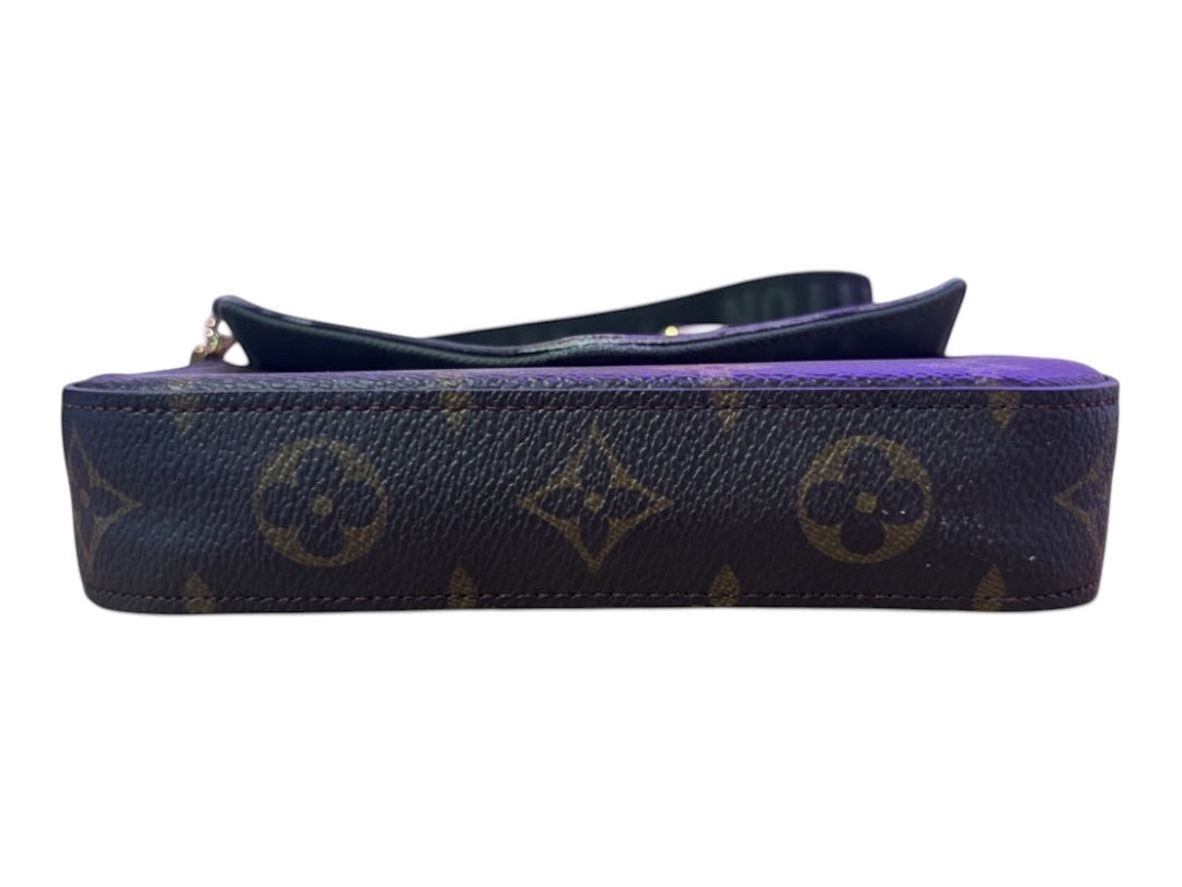Posh Purse Co. Louis Vuitton monogram canvas strap with adjustable buckle and detachable coin pouch.