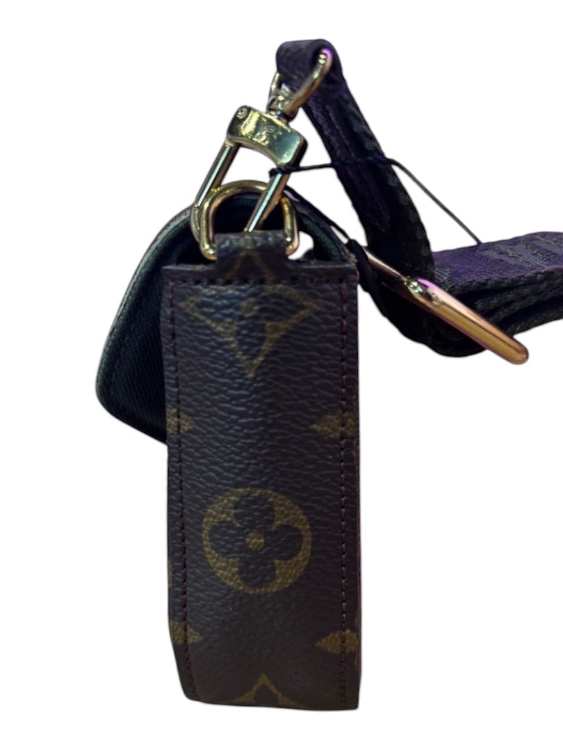 Posh Purse Co. Louis Vuitton monogram canvas strap with detachable coin pouch and gold hardware.