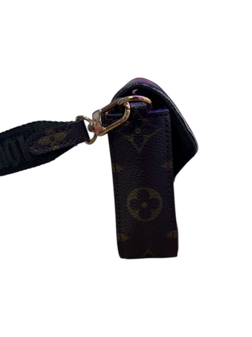 Posh Purse Co. Louis Vuitton monogram canvas strap with detachable coin pouch and gold hardware.