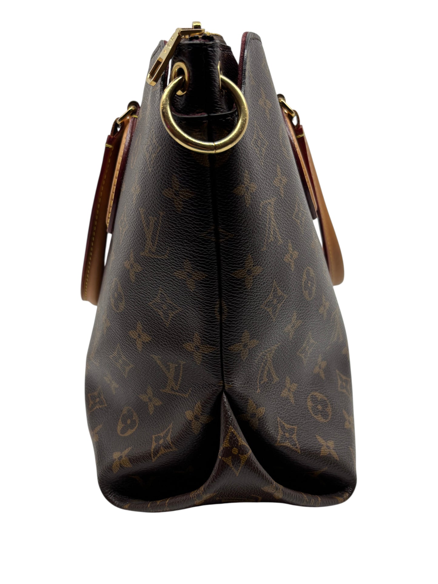 Posh Purse Co. Louis Vuitton Flower Zipped Tote in iconic brown Monogram canvas with gold-tone hardware side view