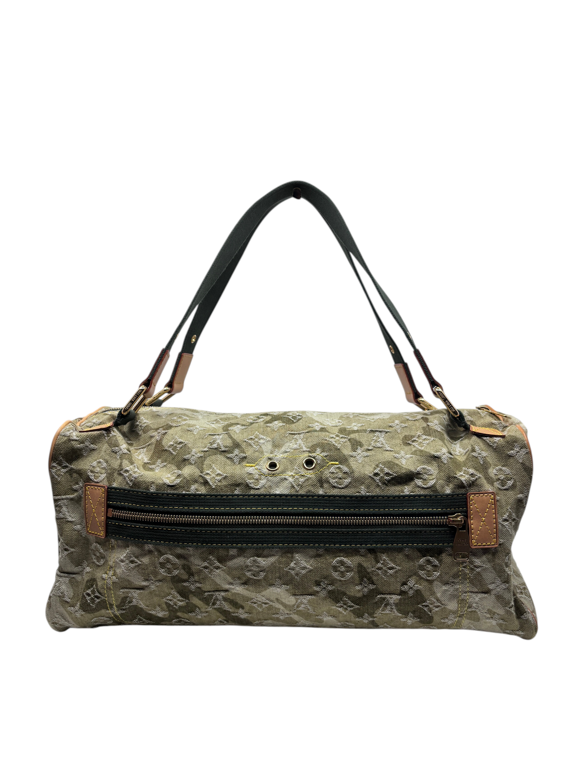 Posh Purse Co Louis Vuitton x Takashi Murakami Monogramouflage Lys bag in green camouflage canvas with leather trim.