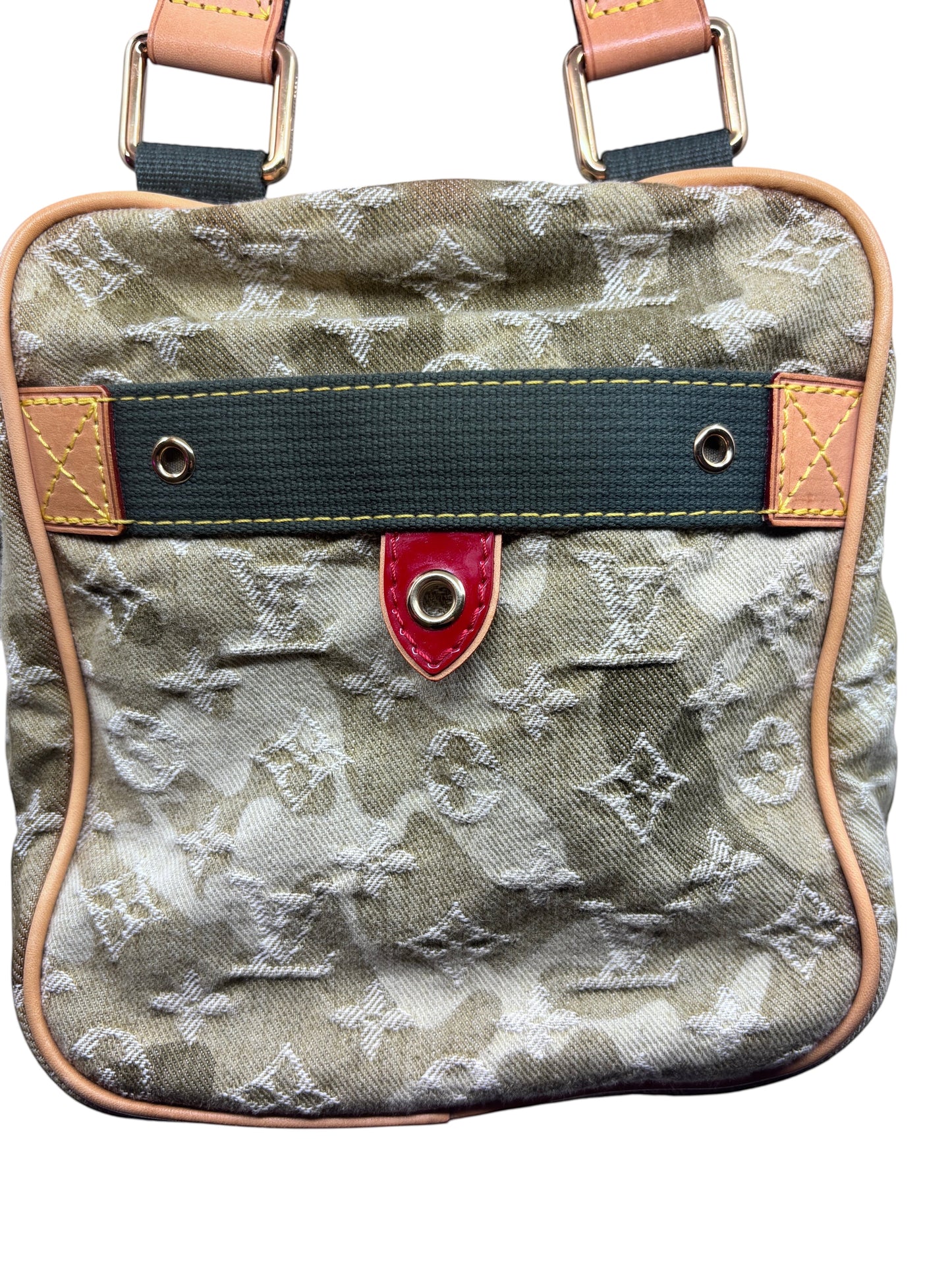 Posh Purse Co Louis Vuitton x Takashi Murakami Monogramouflage Lys bag in green camouflage canvas with leather trim