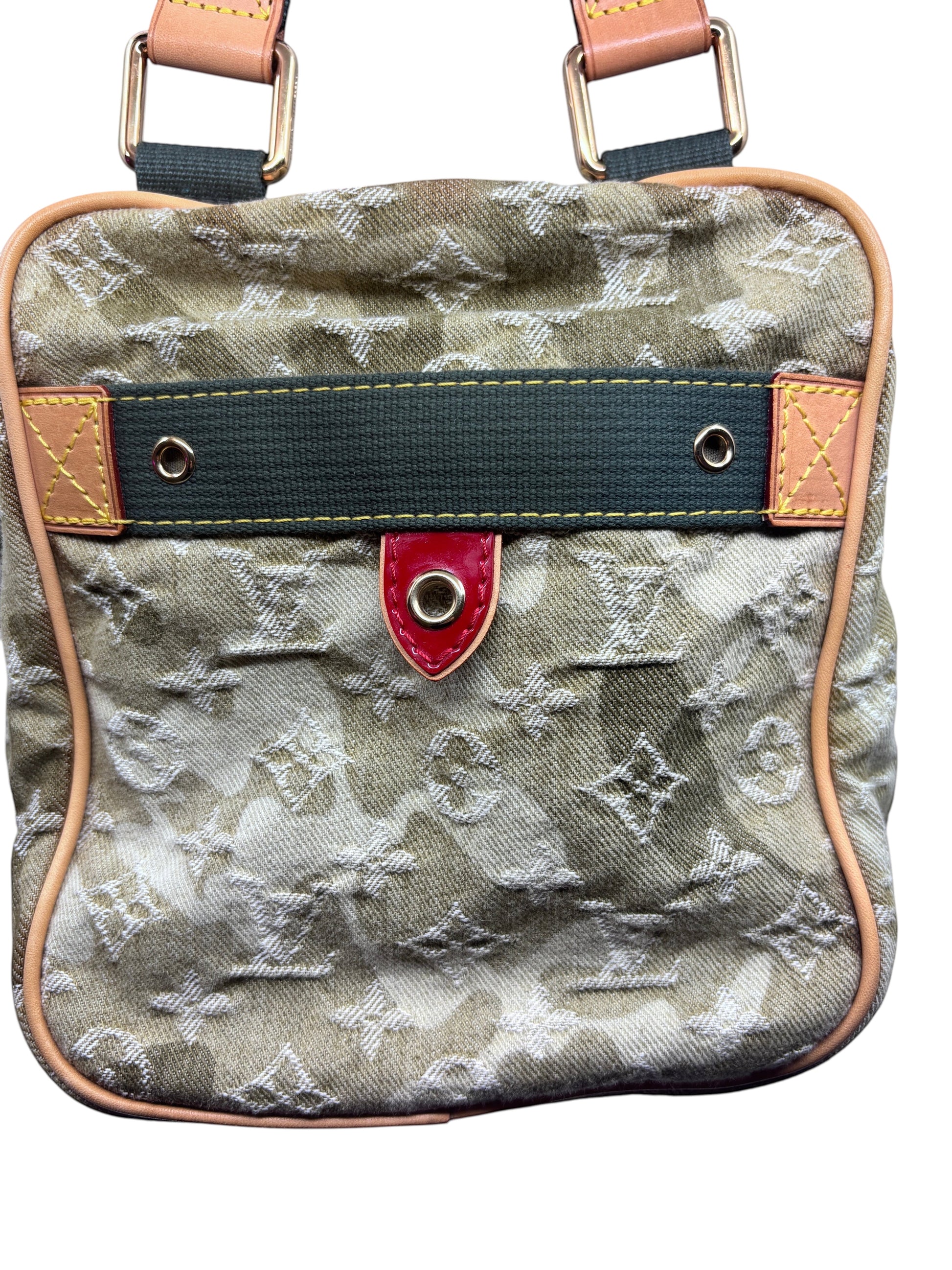 Posh Purse Co Louis Vuitton x Takashi Murakami Monogramouflage Lys bag in green camouflage canvas with leather trim