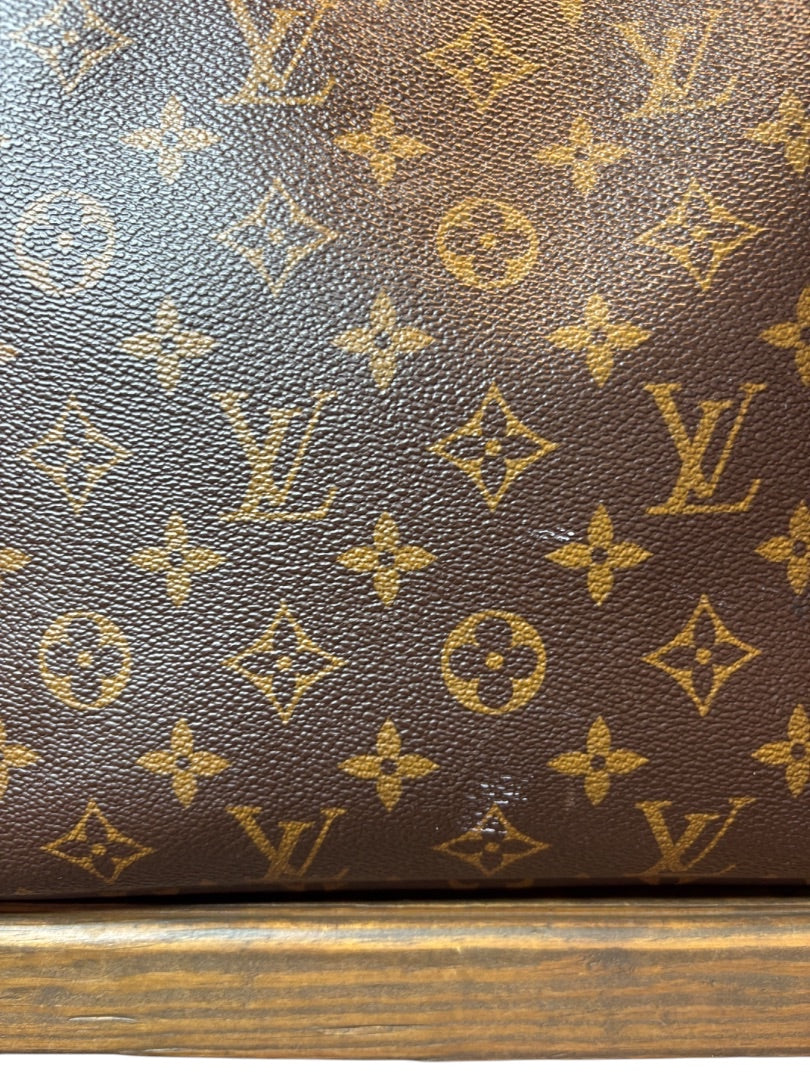 Posh Purse Co Louis Vuitton Neverfull MM Monogram coated canvas tote with red interior and matching pouch. Classic designer handbag.