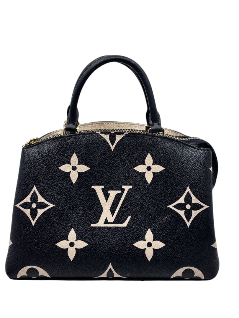 Posh Purse Co Louis Vuitton Petit Palais handbag in black and beige bicolor giant monogram leather with top handles