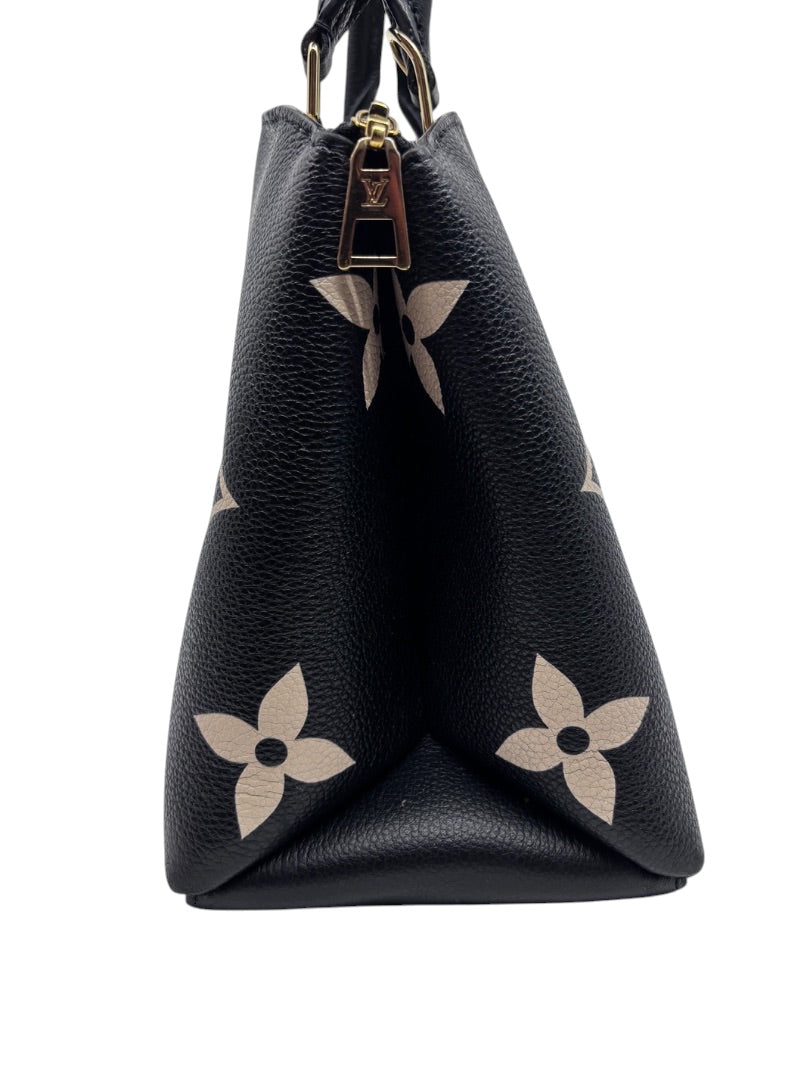 Posh Purse Co Louis Vuitton Petit Palais handbag in black and white bicolor giant monogram leather side view