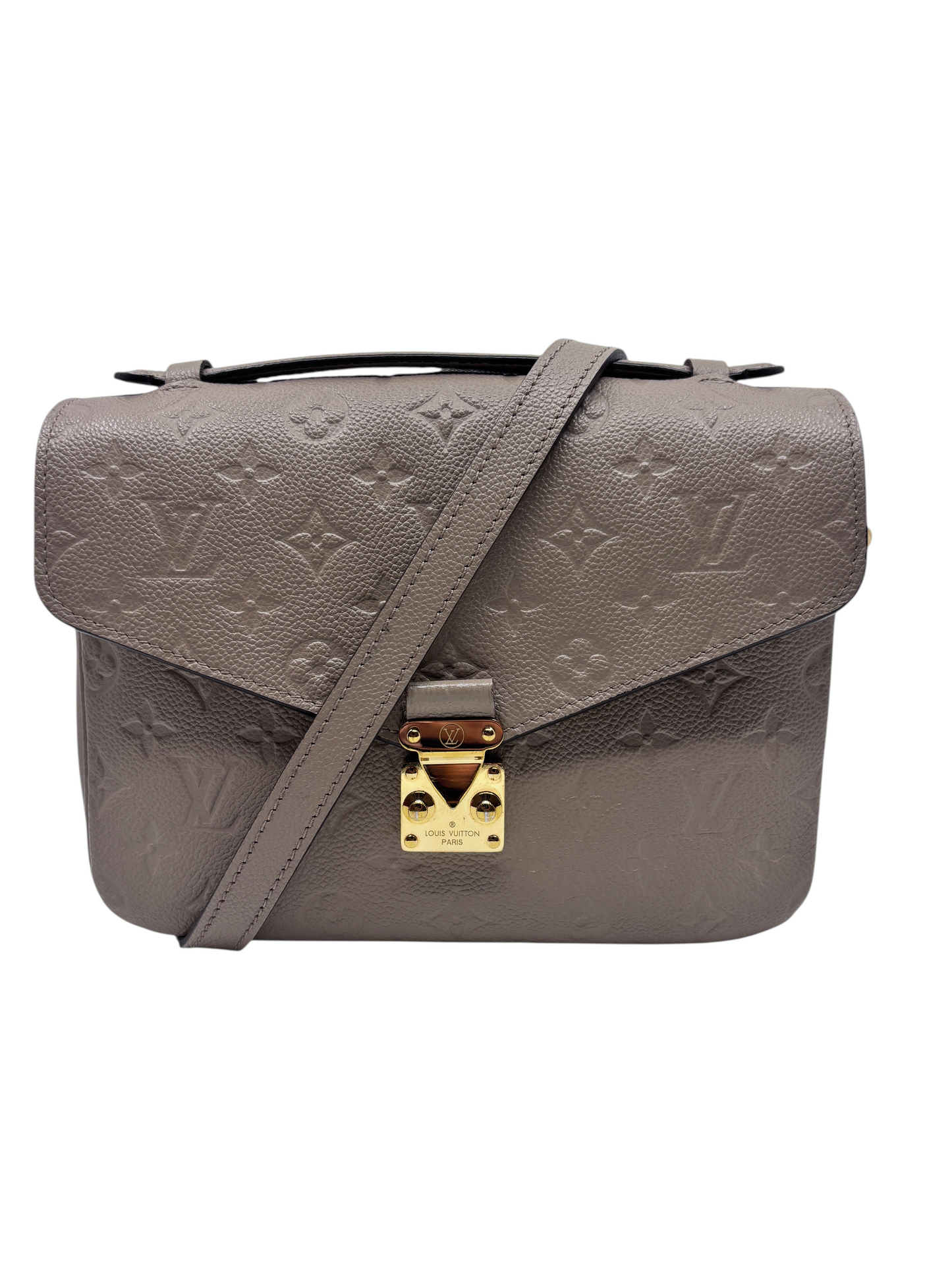 Posh Purse Co preloved Louis Vuitton Pochette Metis in turtledove beige embossed Monogram Empreinte leather